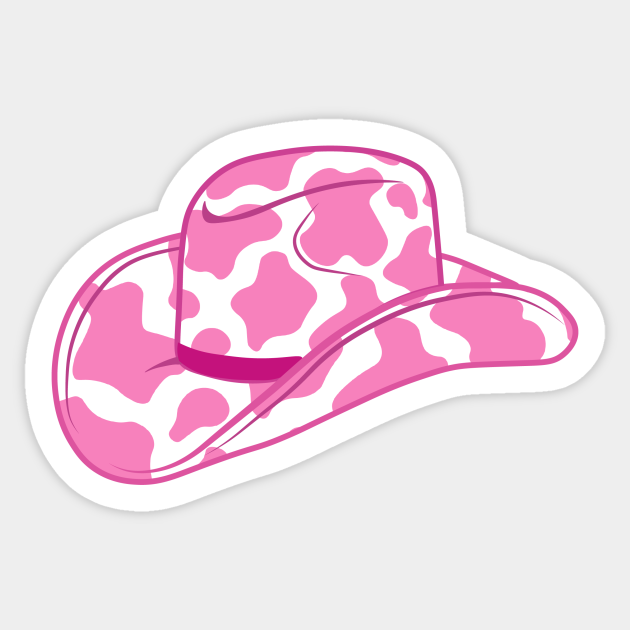 Pink Cow Print Cowboy Hat Cow Sticker TeePublic